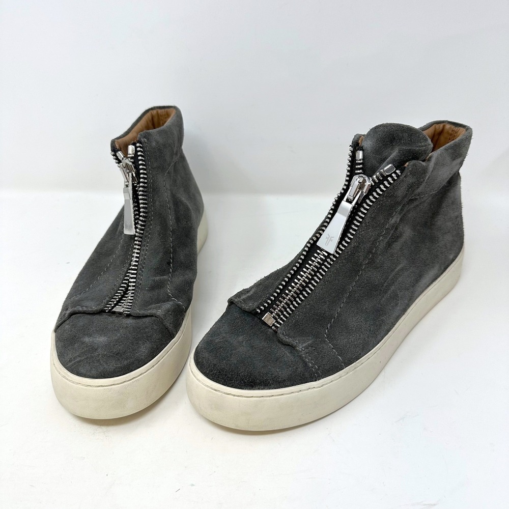 Frye Lena Zip High Top Suede Sneakers Gray 7.5‎
